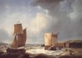 Fisherfolk and Ships by the Coast Abraham Hulk Snr boat seascape